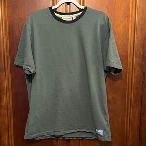 Scotch & Soda Mens Green Ribbed T-Shirt XL Cotton Blend Casual Crewneck